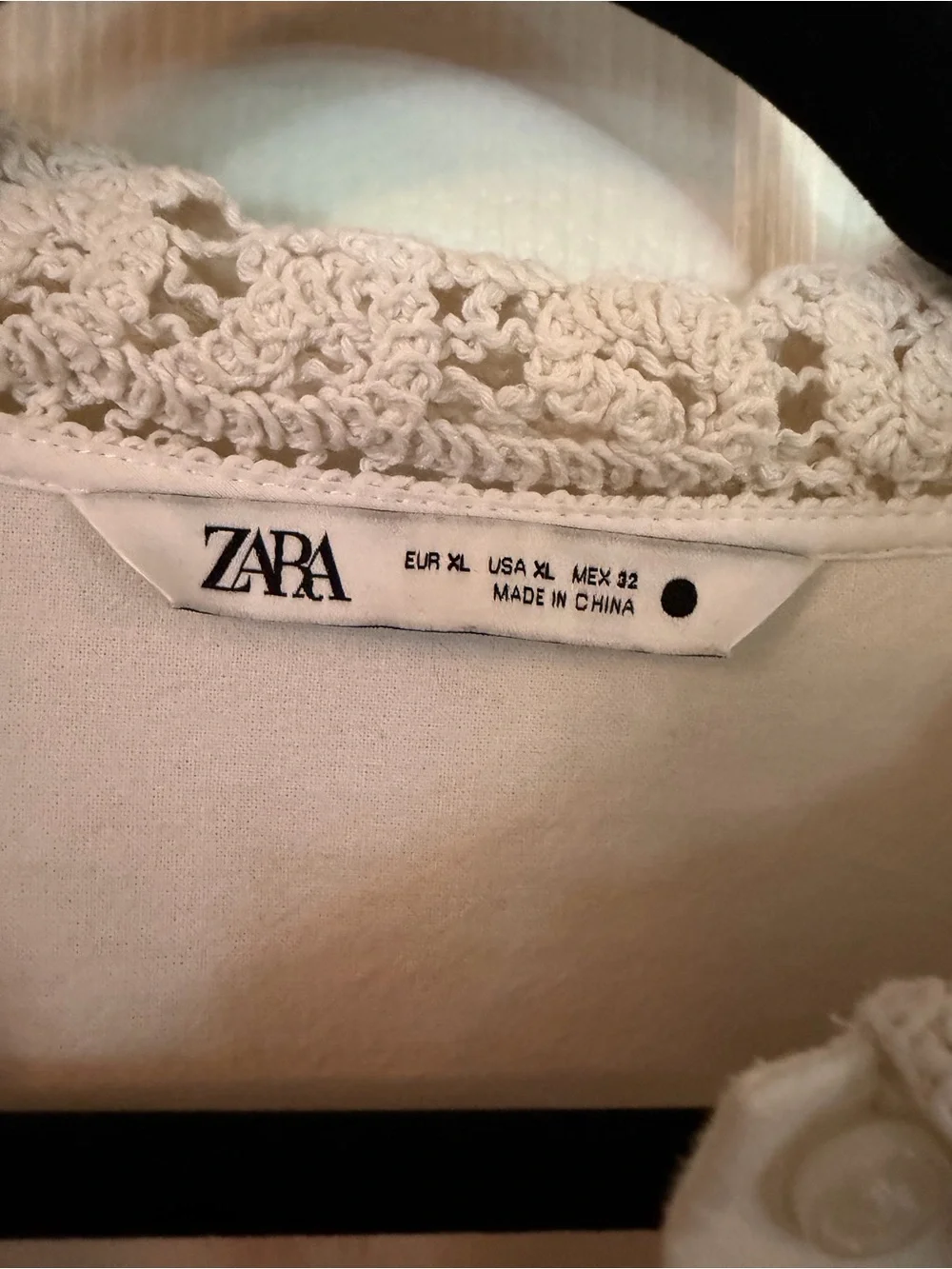 Zara Cream Lace-Trim Button-Front Blouse - Picture 2 of 3